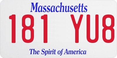 MA license plate 181YU8