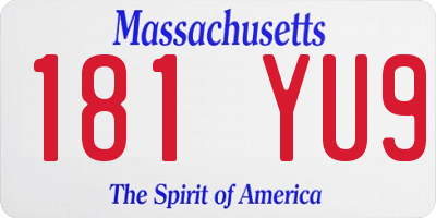 MA license plate 181YU9