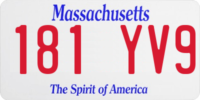 MA license plate 181YV9
