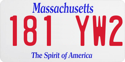 MA license plate 181YW2