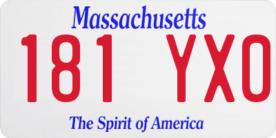 MA license plate 181YX0