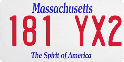 MA license plate 181YX2