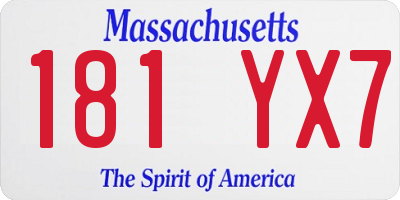 MA license plate 181YX7