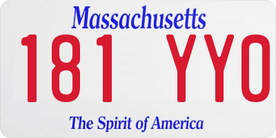 MA license plate 181YY0