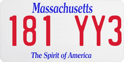 MA license plate 181YY3