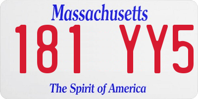 MA license plate 181YY5