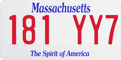 MA license plate 181YY7
