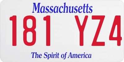 MA license plate 181YZ4