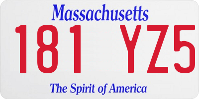 MA license plate 181YZ5