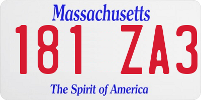 MA license plate 181ZA3
