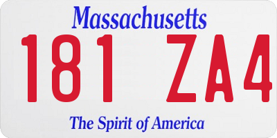 MA license plate 181ZA4