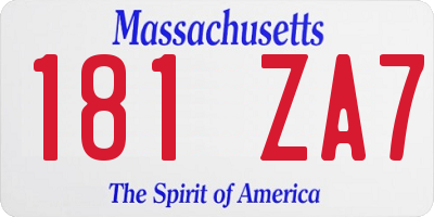 MA license plate 181ZA7