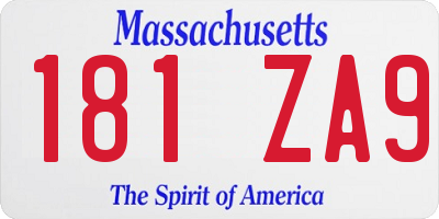 MA license plate 181ZA9