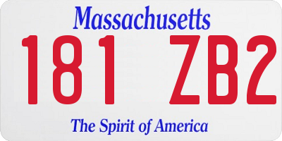 MA license plate 181ZB2