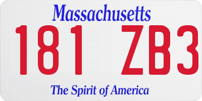 MA license plate 181ZB3