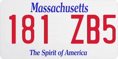 MA license plate 181ZB5