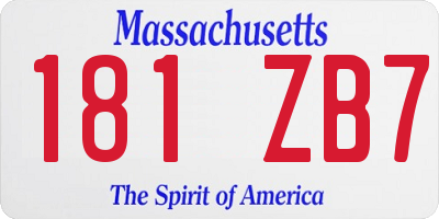 MA license plate 181ZB7