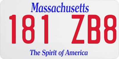 MA license plate 181ZB8
