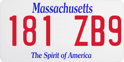 MA license plate 181ZB9