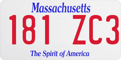 MA license plate 181ZC3