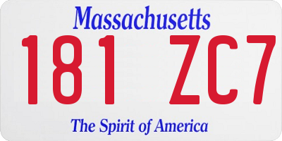 MA license plate 181ZC7