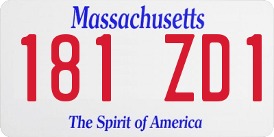 MA license plate 181ZD1