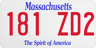 MA license plate 181ZD2