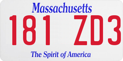 MA license plate 181ZD3