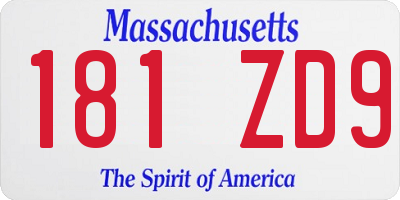 MA license plate 181ZD9