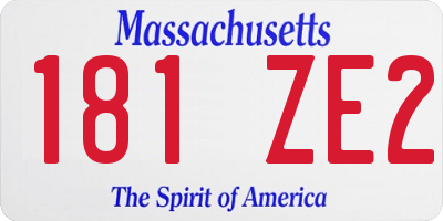 MA license plate 181ZE2