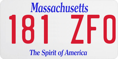 MA license plate 181ZF0