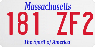 MA license plate 181ZF2