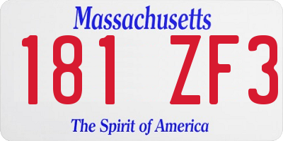 MA license plate 181ZF3