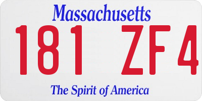 MA license plate 181ZF4