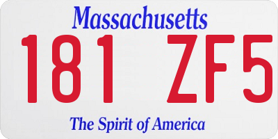 MA license plate 181ZF5