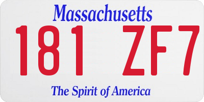 MA license plate 181ZF7