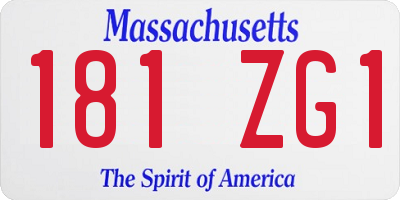 MA license plate 181ZG1