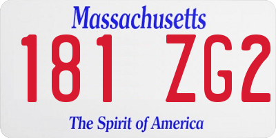 MA license plate 181ZG2
