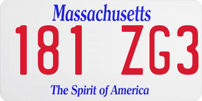 MA license plate 181ZG3