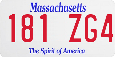 MA license plate 181ZG4