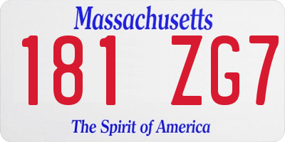 MA license plate 181ZG7