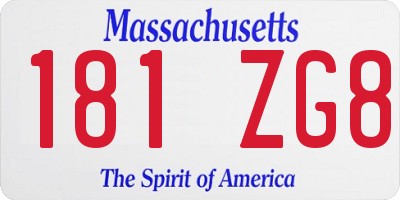 MA license plate 181ZG8