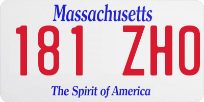 MA license plate 181ZH0