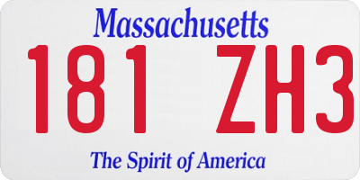 MA license plate 181ZH3