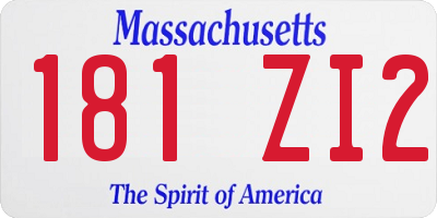MA license plate 181ZI2