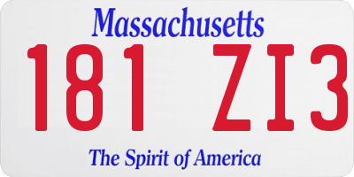 MA license plate 181ZI3