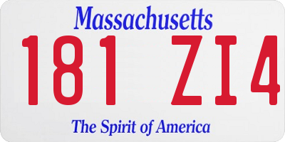 MA license plate 181ZI4