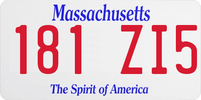 MA license plate 181ZI5