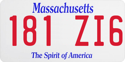 MA license plate 181ZI6