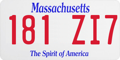 MA license plate 181ZI7